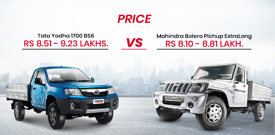 Price Difference : Tata Yodha 1700 BS6 VS Mahindra Bolero Pickup ExtraLong